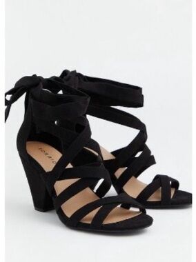 torrid Black Strappy Lace-Up Block Heels